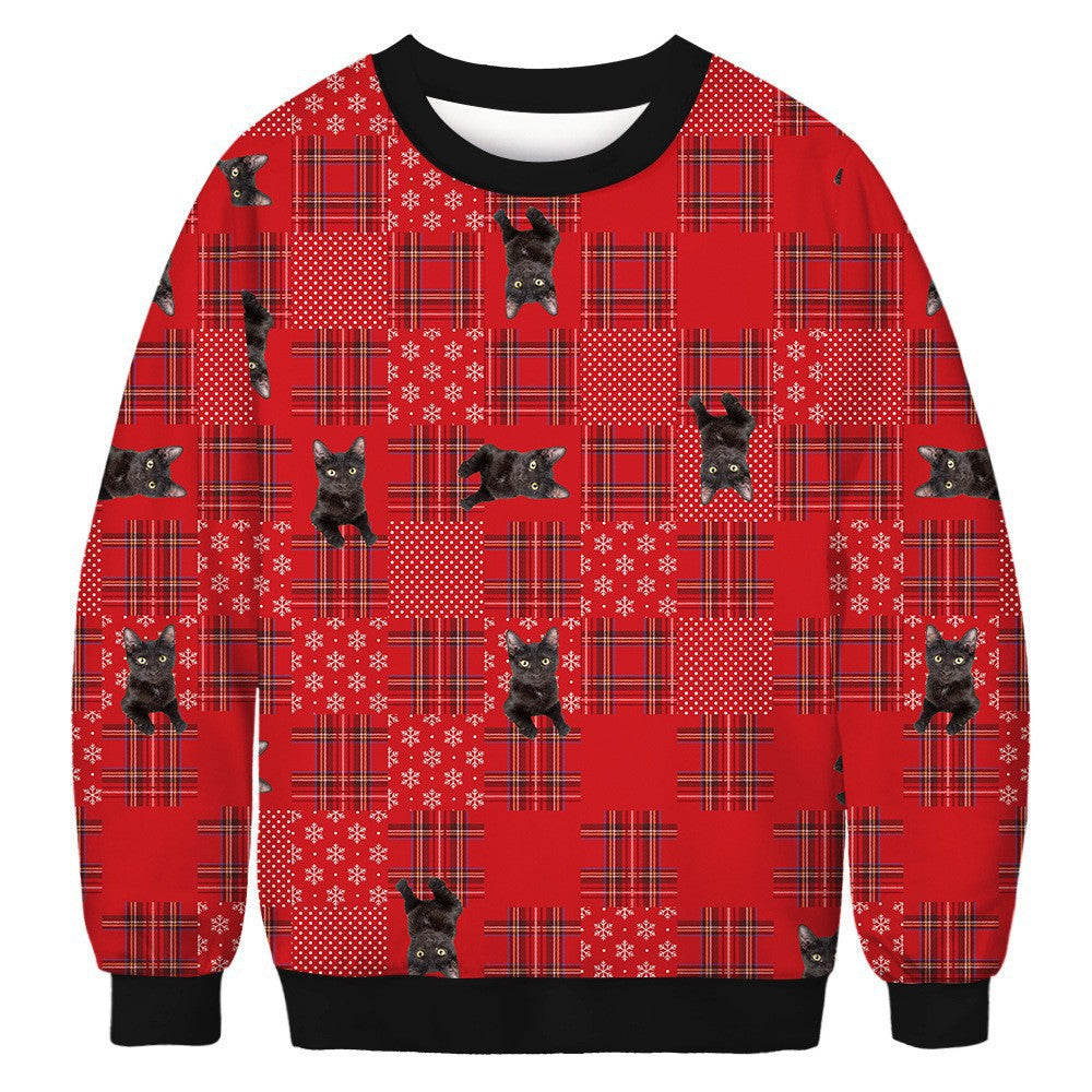 Unisex 3D Fun Cat Print Christmas Sweatshirt