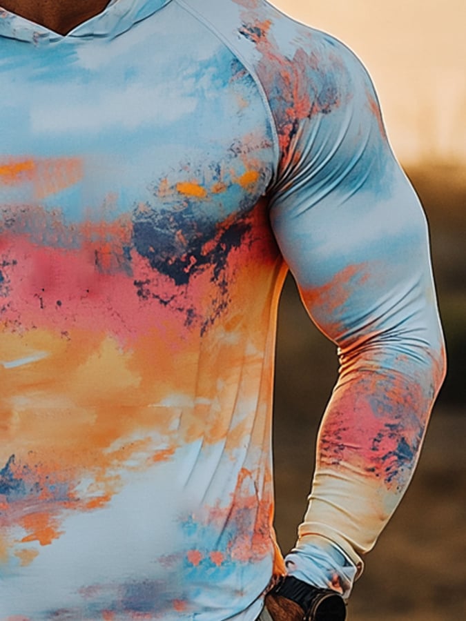 Men's Outdoor Sun Protection Cool Hooded Sun Protection Long Sleeve Top