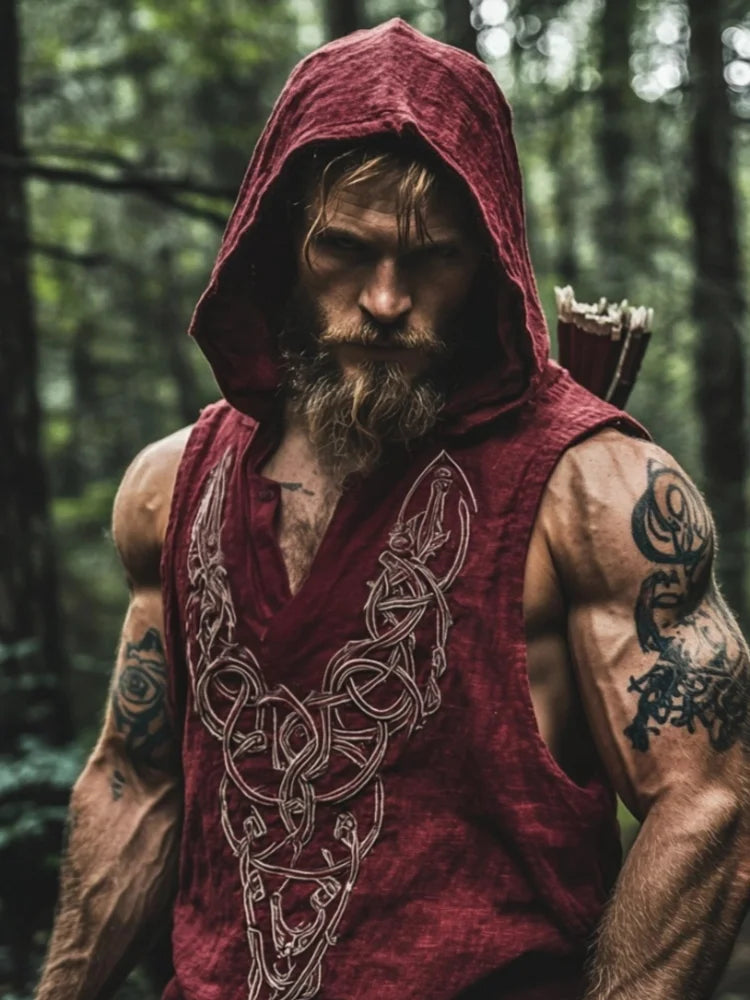 Men's Print Celtic Knot Rune Inspired Art Pattern Tank Top Hoodie