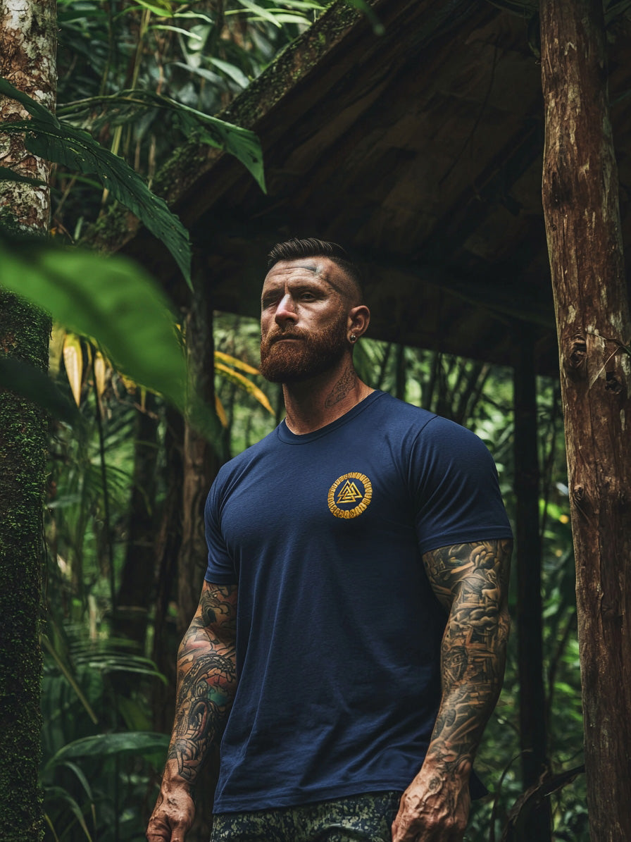 Men's Casual Valhalla Viking Warrior Totem T-shirt