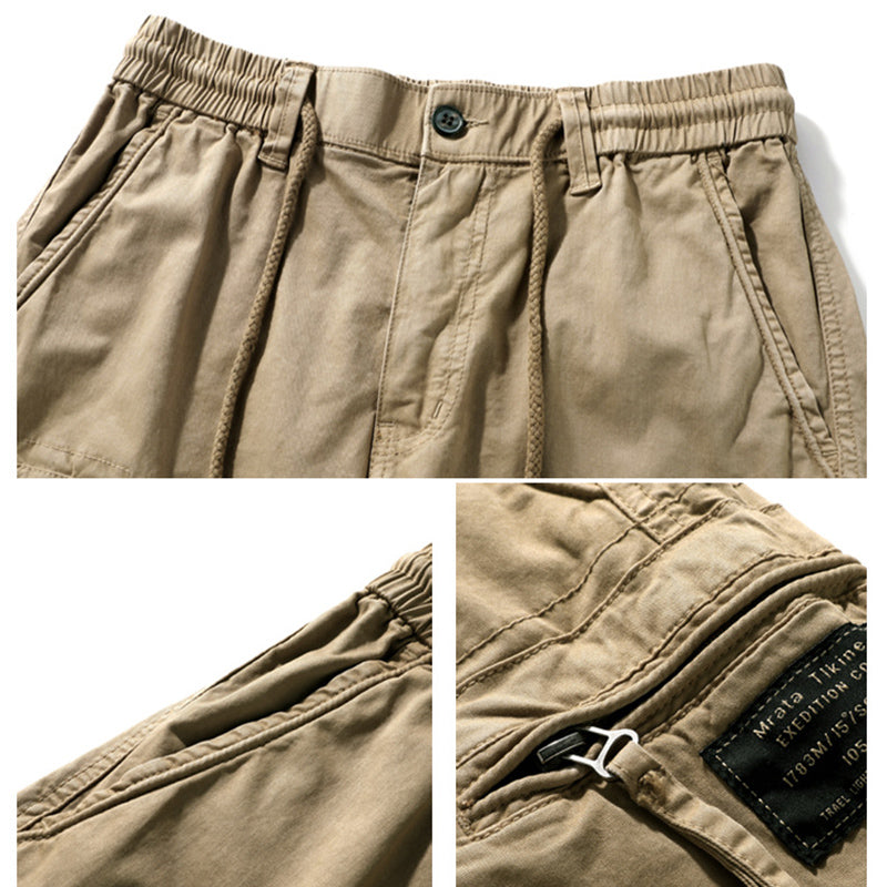 Men's Casual Solid Color Zipper Pocket Shorts