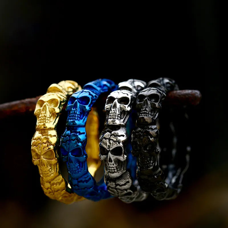 Vintage Stainless Steel Skull Ring Men's Personality Tail Ring