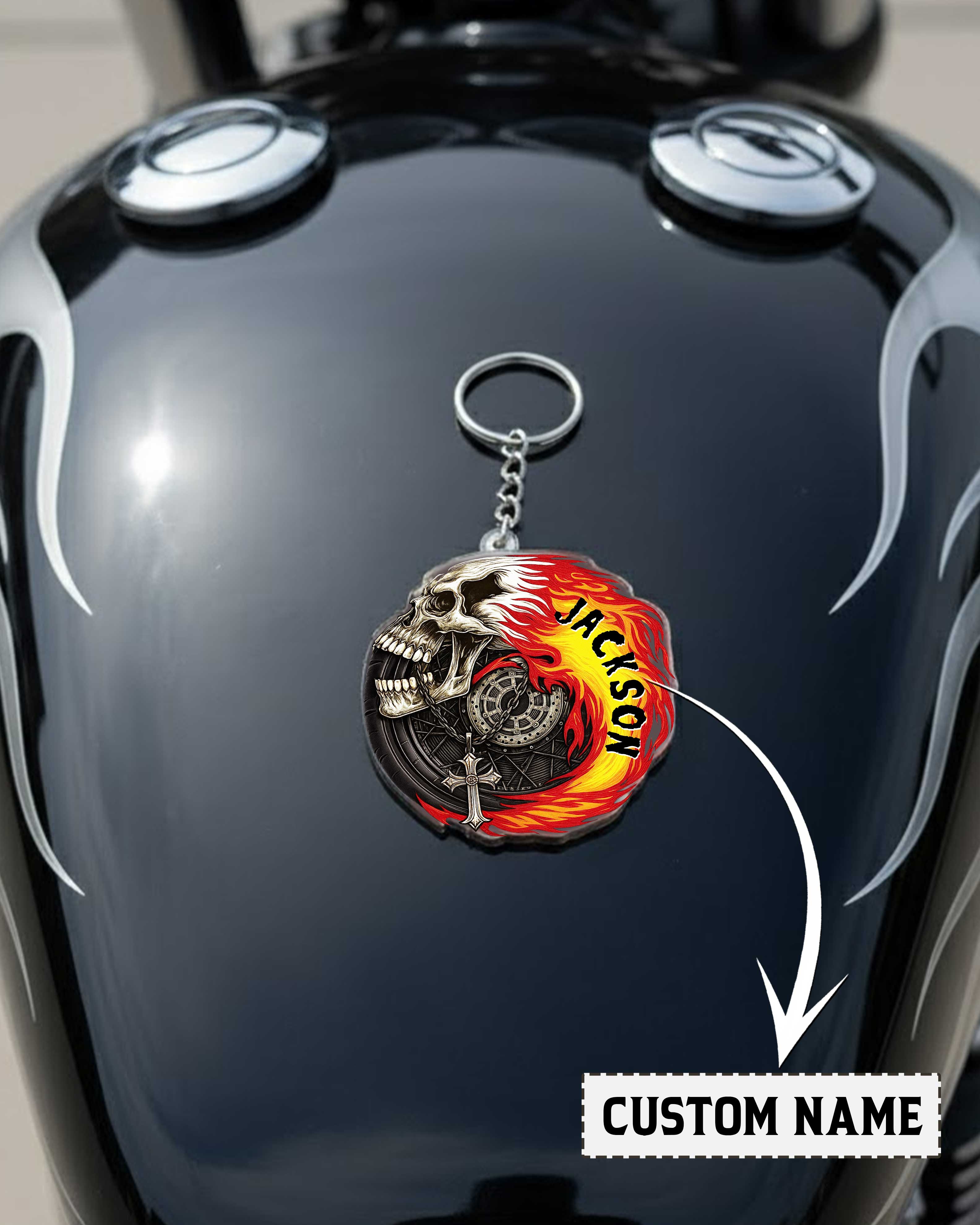 Ride Through Fire Personalized Keychain