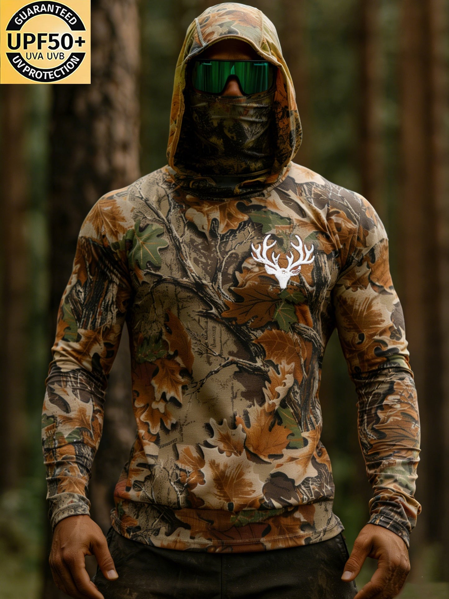 Men's Tactical Oak Leaves Long Sleeve Rash Guard for Hunting Fishing