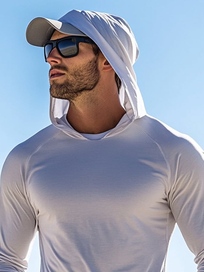 Men's Outdoor Sun Protection Cool Hooded Sun Protection Long Sleeve Top