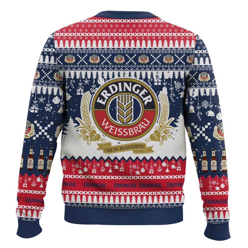Unisex Vintage German Drinking Print Crew Neck Ugly Christmas Sweatshirt