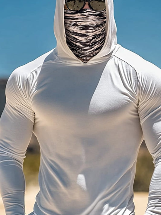Men's Outdoor Sun Protection Breathable Cool Hooded Sun Protection Long Sleeve Top