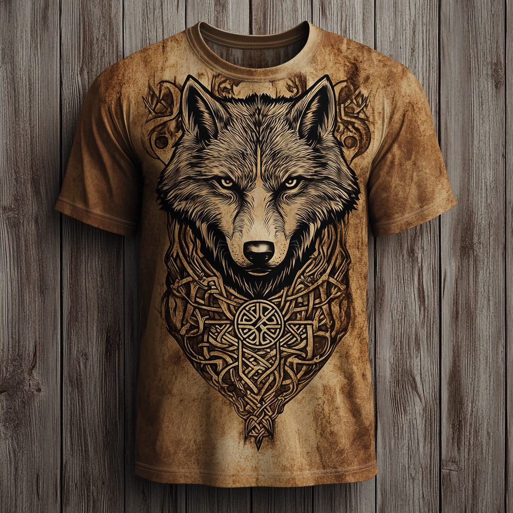 Men's Viking Wolf Totem Knot 3D Print T-shirt