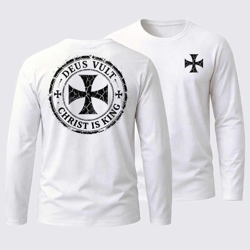 Deus Vult Christ Is King Cotton Long Sleeve T-Shirt