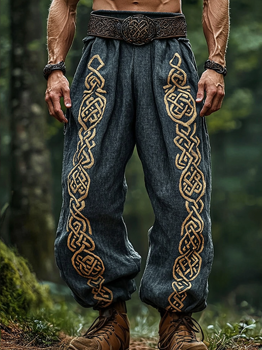 Men's Vintage Viking Celtic Skull Art Pants