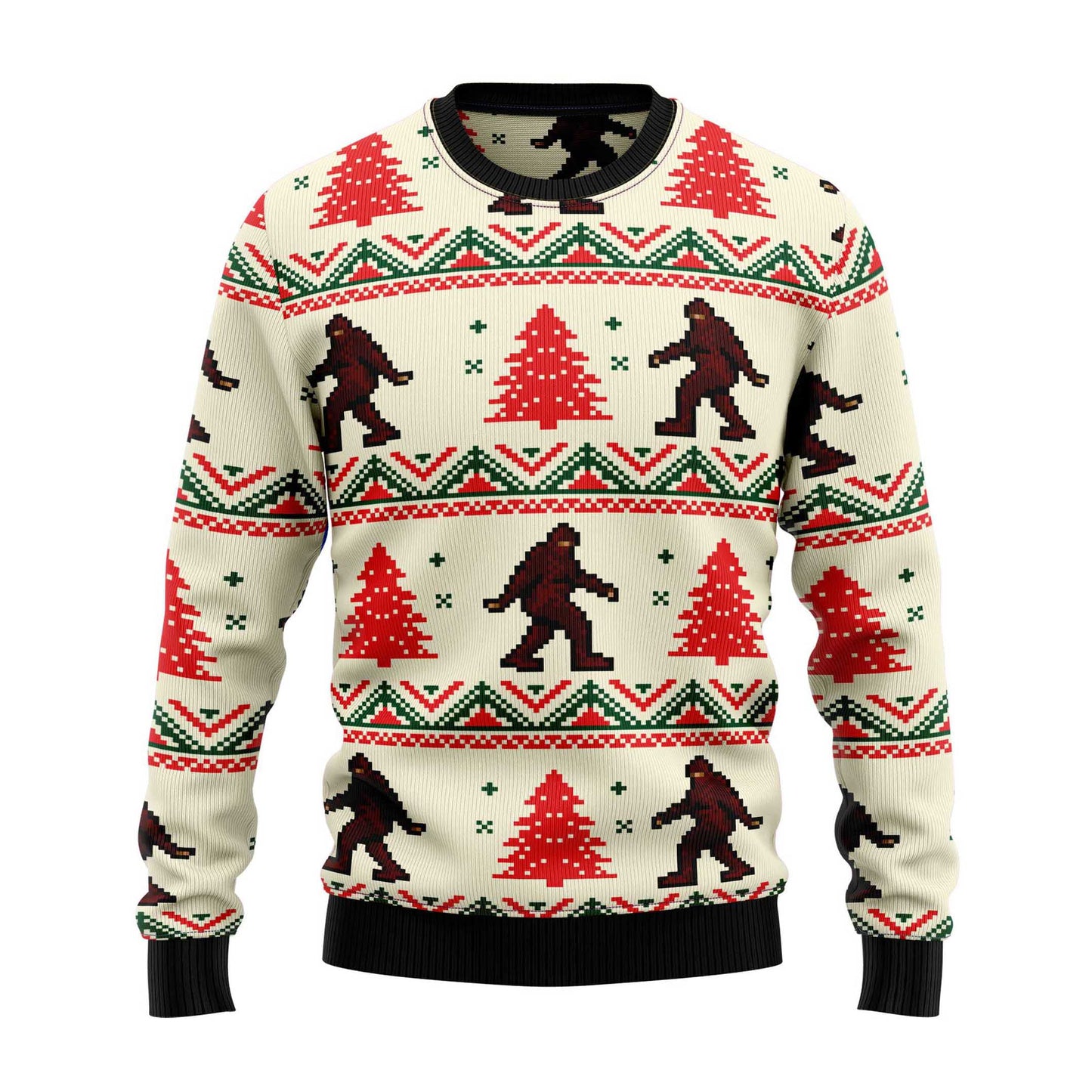 Men's Vintage Amazing Bigfoot Print Crew Neck Ugly Christmas Sweatshirt