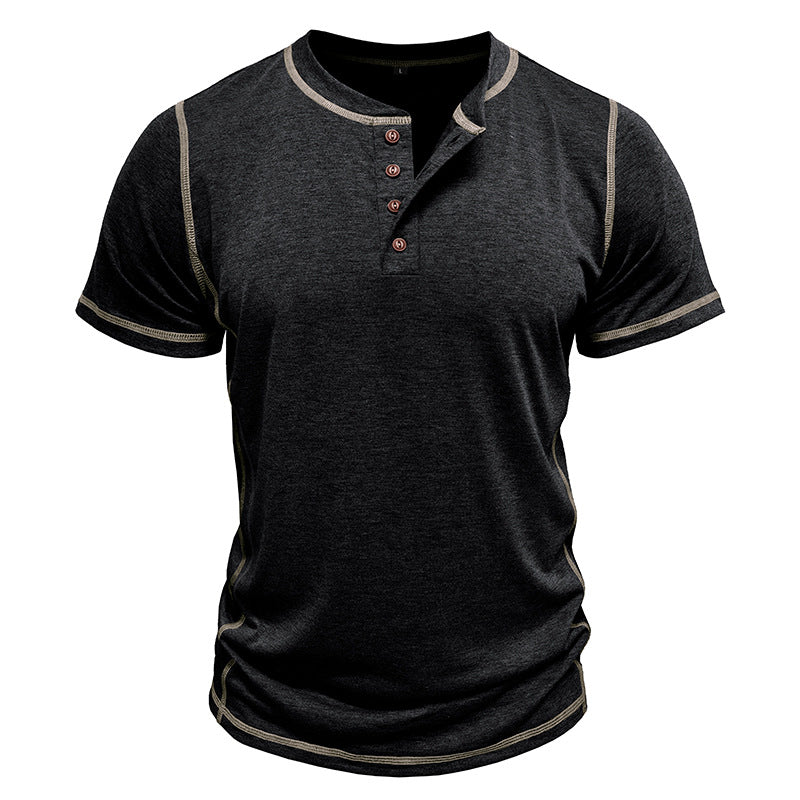 Men's Retro Short Sleeve Henley Shirt
