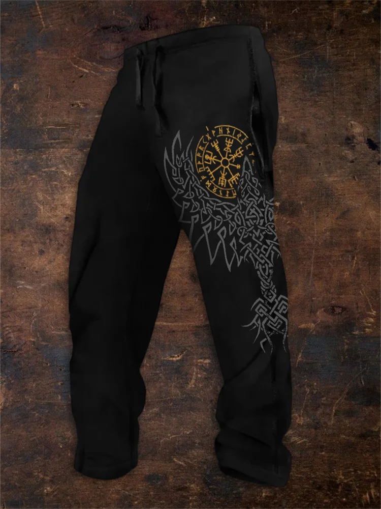 Unisex Vintage Viking Print Casual Sweatpants