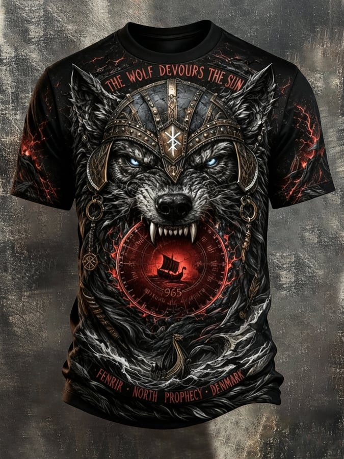 Men's Vintage Viking-Print T-Shirt