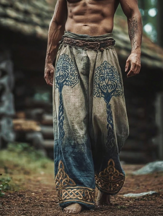 Men's Viking Tree Of Life Bohemian style Nordic Retro Pants