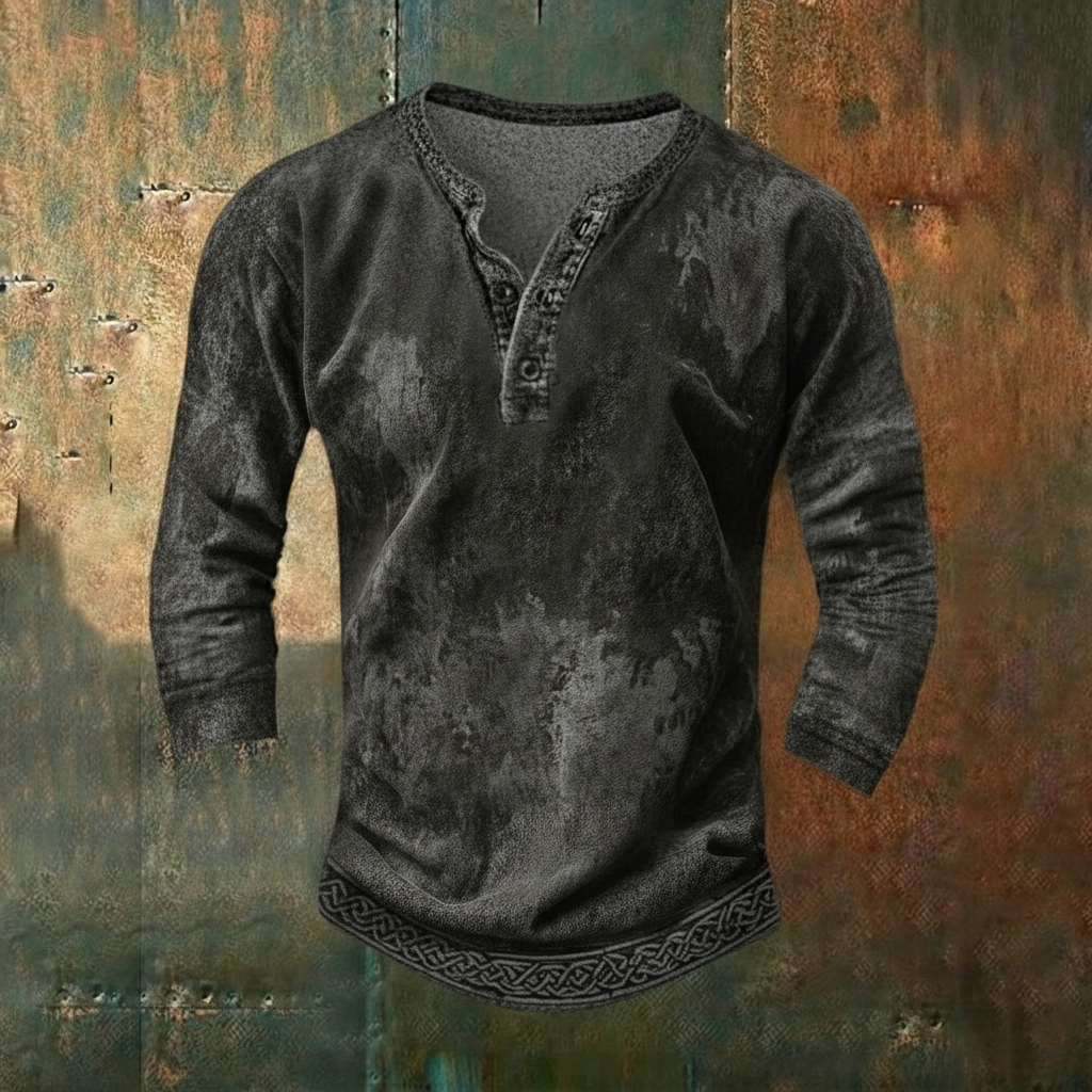 Viking Nordic Casual Long-Sleeve Henley Shirt