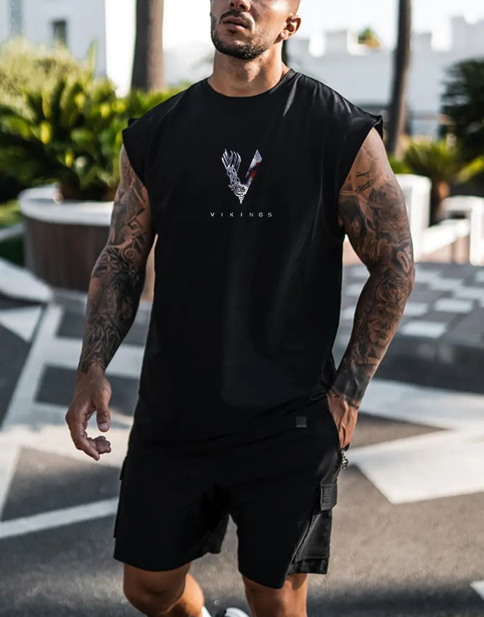 Men's Valhalla Print Casual Sleeveless T-Shirt