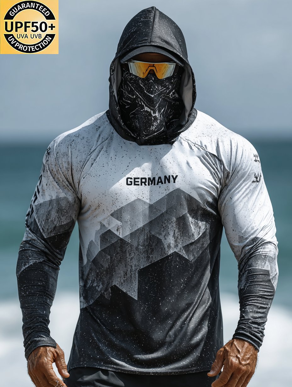 Black and White Abstract Geometry Germany Sun Shield Shirt