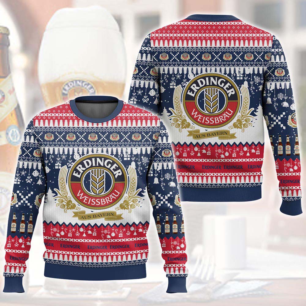 Unisex Vintage German Drinking Print Crew Neck Ugly Christmas Sweatshirt