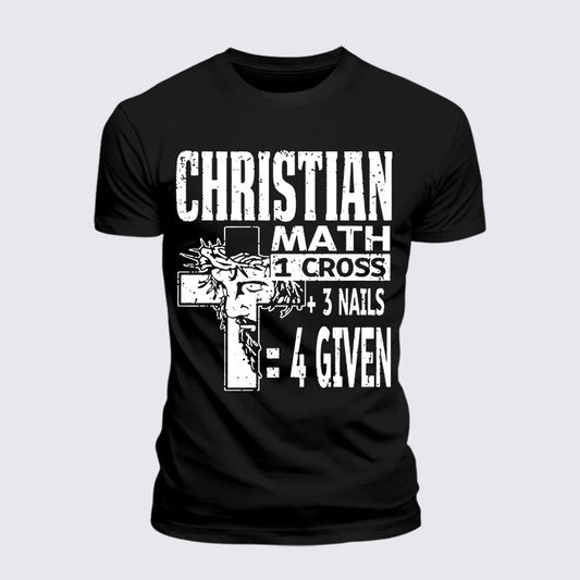 Luxe Mercerized Cotton Tee - Christian Math 1 Cross 3 Nails 4 Given