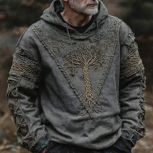 Men's Viking Celtic Knot Tree Of Life Paneled Comfort Hoodie