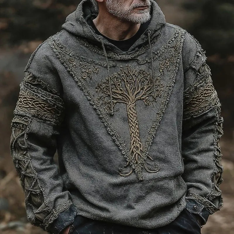 Men's Viking Celtic Knot Tree Of Life Paneled Comfort Hoodie