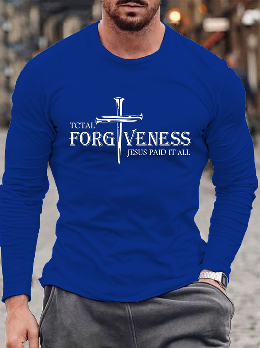 Total Forgiveness Jesus Paid It All Cross Nails Christian Cotton Long Sleeve T-Shirt