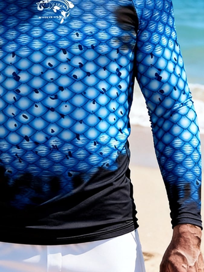 Men's Outdoor Sun Protection Breathable Cool Hooded Sun Protection Long-Sleeved Top