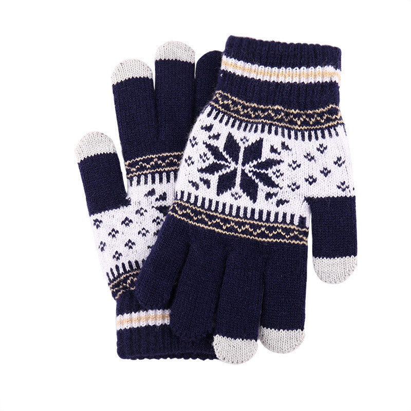 Christmas Snowflake Touch Screen Warm Knitted Wool Gloves