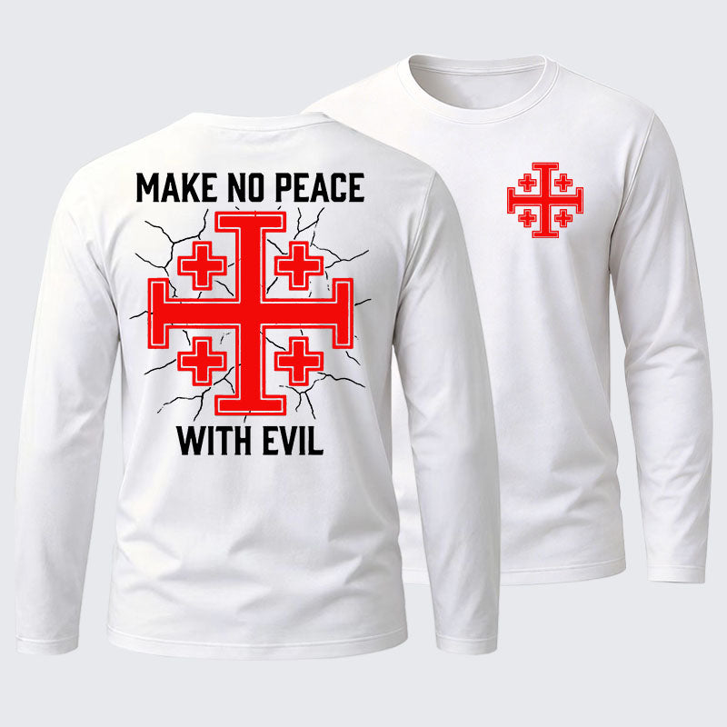 Make No Peace with Evil Knight Templar Jerusalem Cross Cotton Long Sleeve T-Shirt