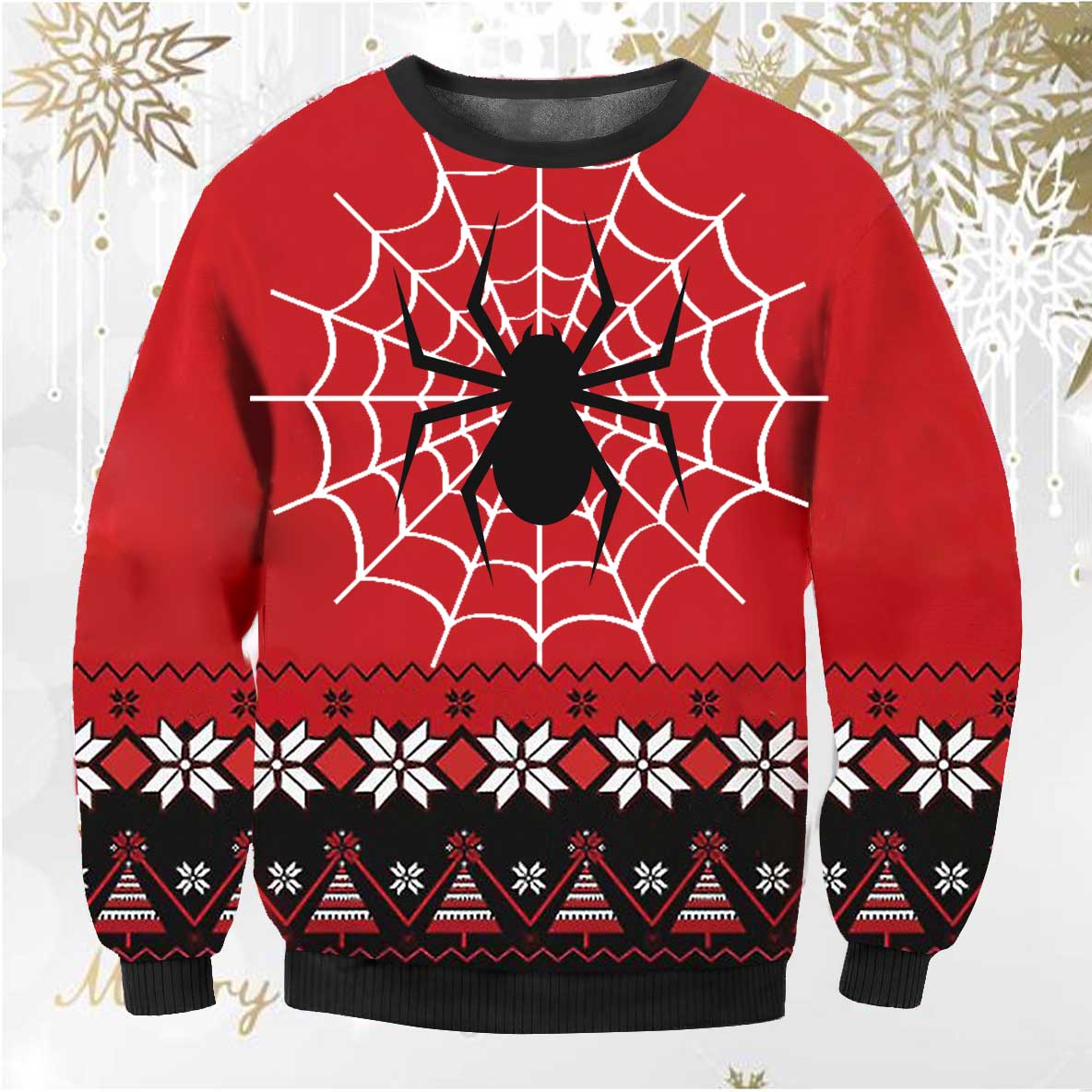 Men's Spider Web 3D Print Ugly Christmas Crew Neck Sweatshirt
