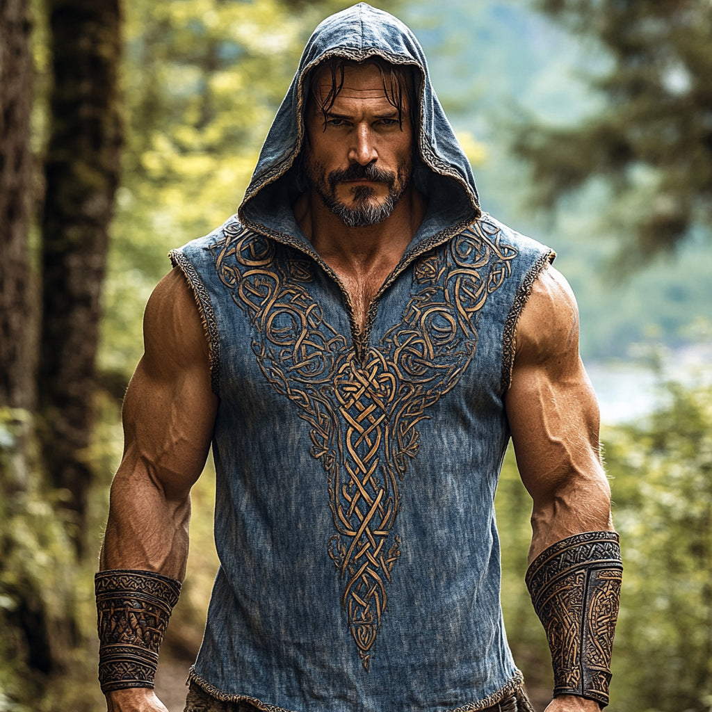 Men's Print Celtic Knot Inspired Art Pattern Tank Top Hoodie