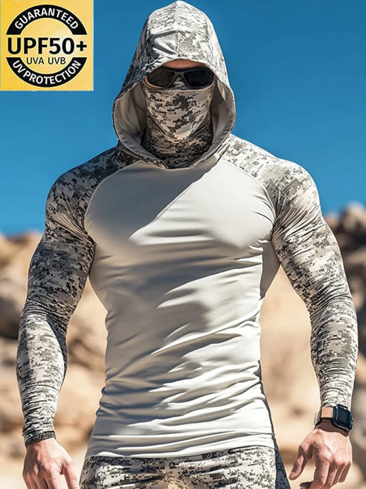 Men's Outdoor Sun Protection Breathable Cool Hooded Sun Protection Long Sleeve Top