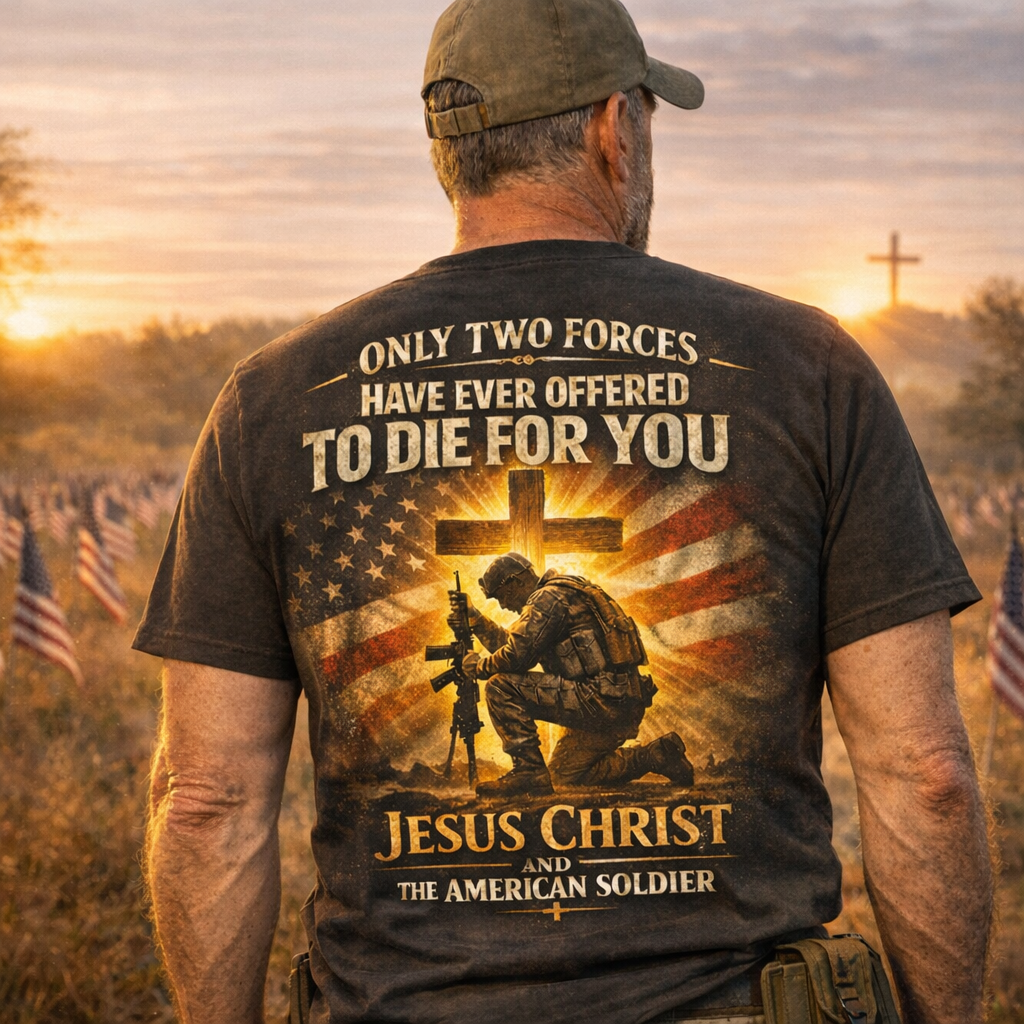 ONLY TWO FORCES HAVE EVER OFFERED TO DIE FOR YOU JESUS CHRIST AND THE AMERICAN VETERAN T-SHIRT