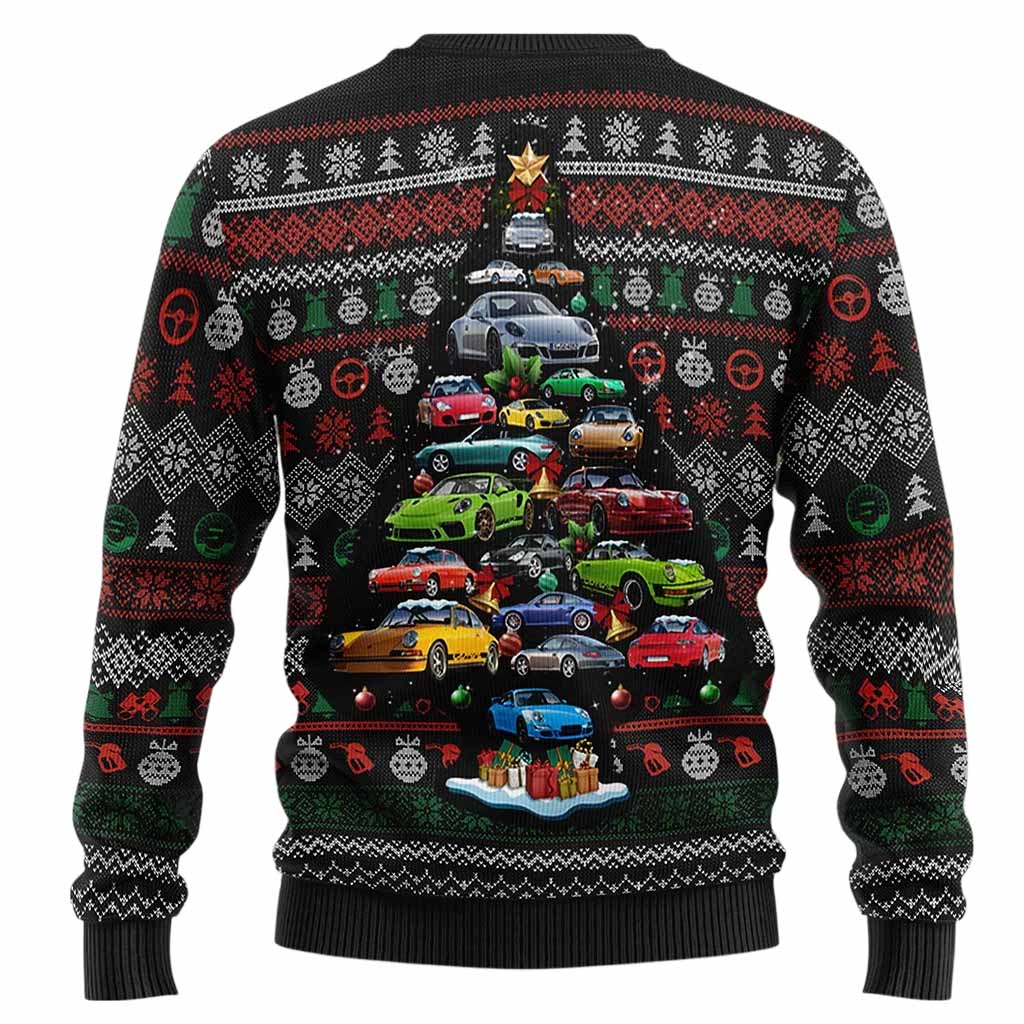 Unisex Vintage Racing Car Merry Driftmas Print Crew Neck Ugly Christmas Sweatshirt