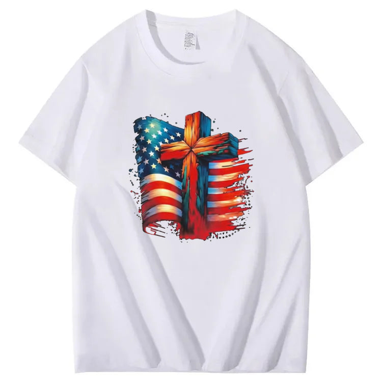 Christian American Shirt, American Flag And Christian Cross Shirt