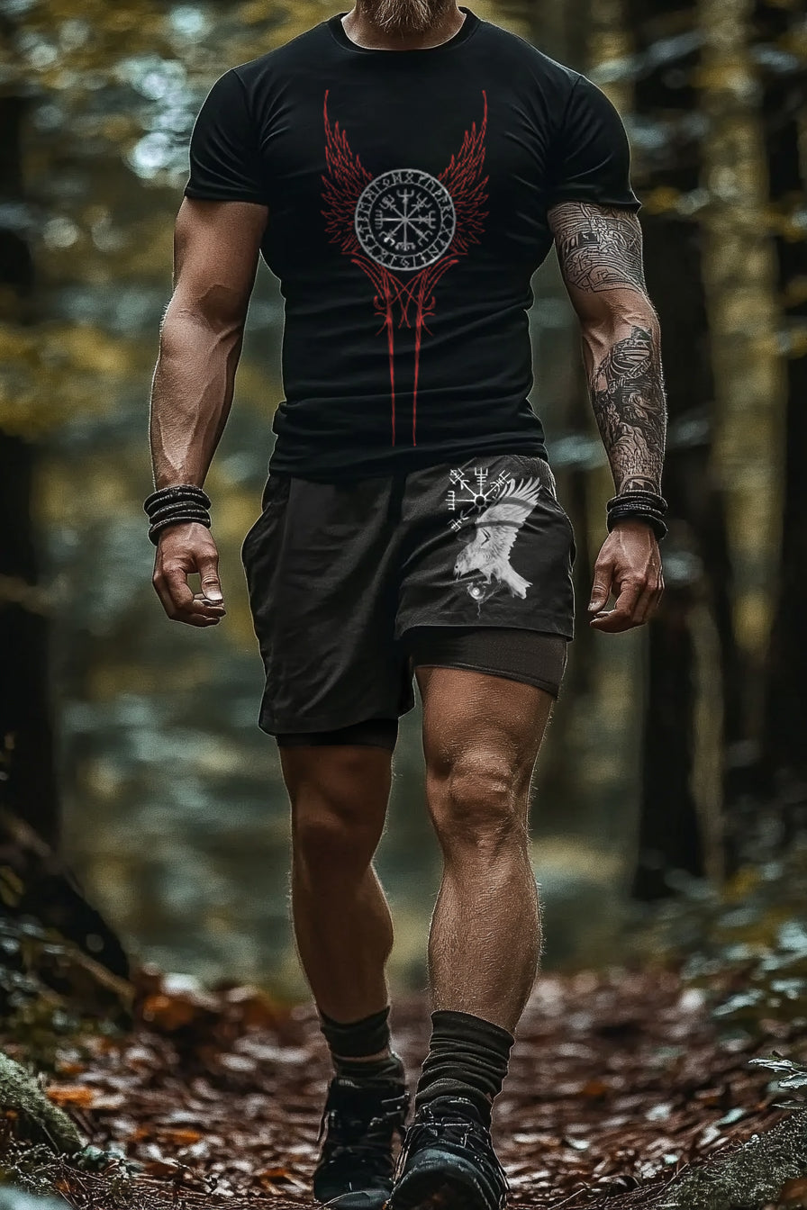 Viking Rune Compass Natural Element Totem Men's Short Sleeve