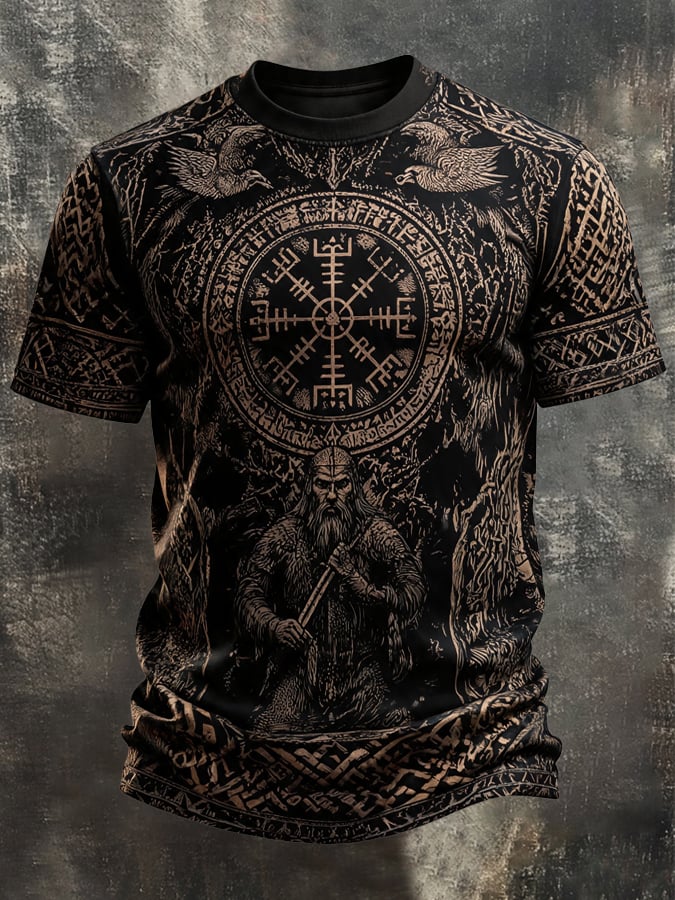 Men's Vintage Viking-Print T-Shirt