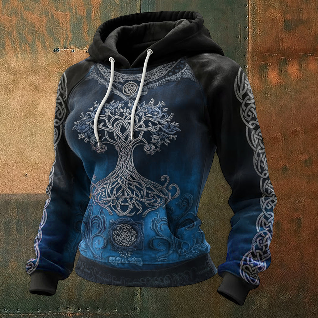 Celtic Knot Tree Of Life Nordic Retro Women Hoodie