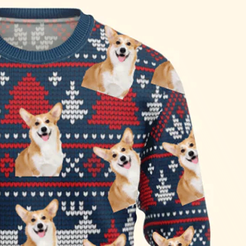 Pet Funny Faces Christmas Gift For Pet Lovers Ugly Blue Sweater