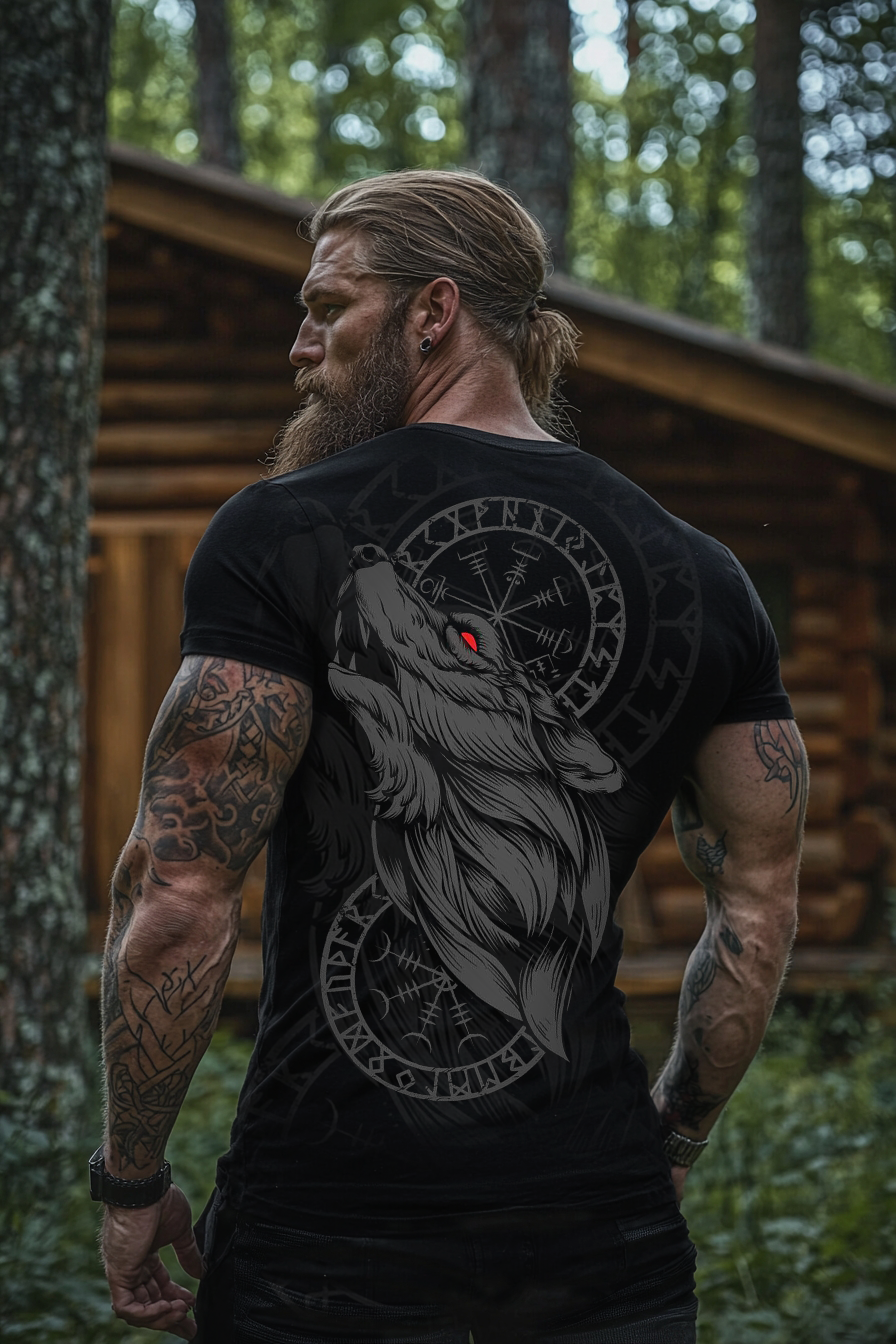 Viking Digital Printed Wolf 3D Printed T-shirt