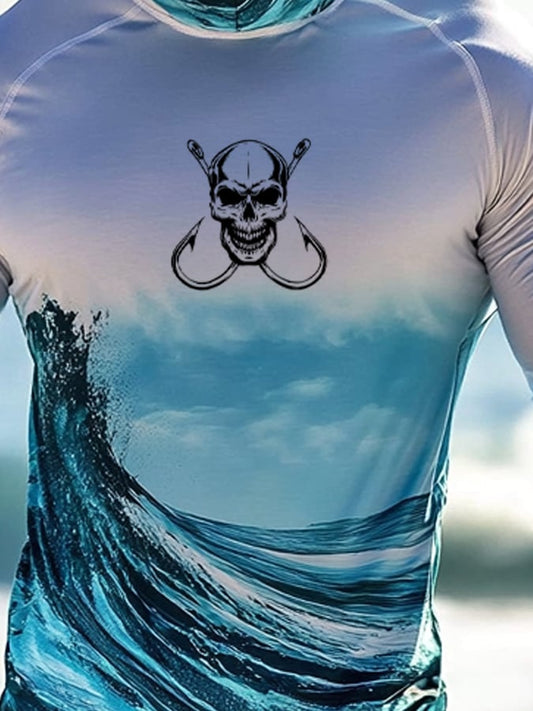 Men's Outdoor Sun Protection Breathable Cool Hooded Sun Protection Long-Sleeved Top