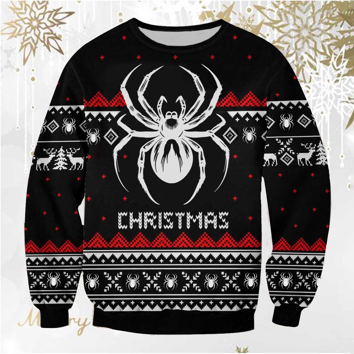 Men's Spider 3D Print Ugly Christmas Crew Neck Sweatshirt