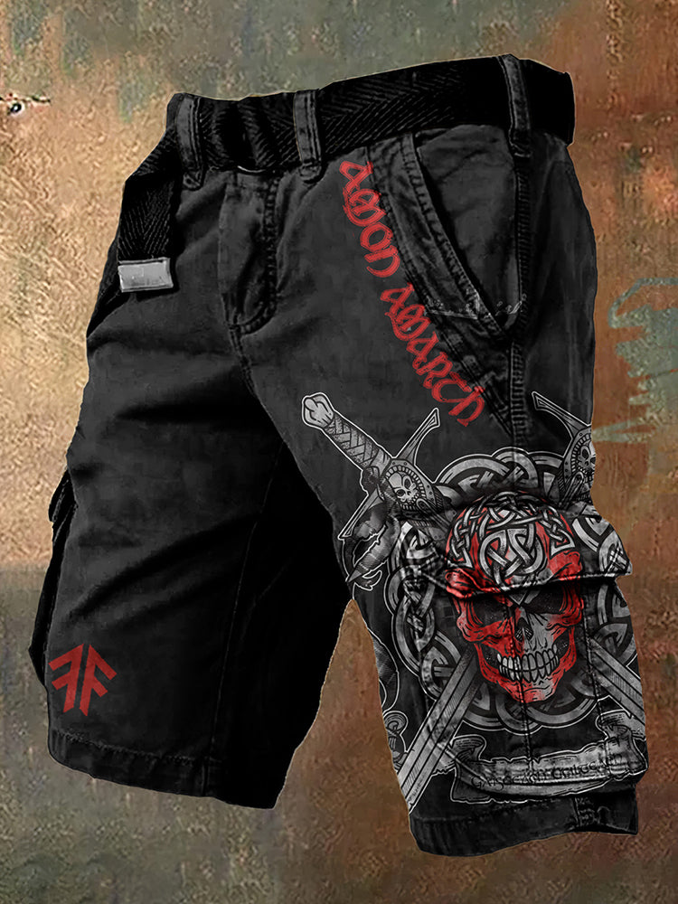 Retro Viking Amon Amarth Skull Celtic Warrior Art Men's Cargo Shorts