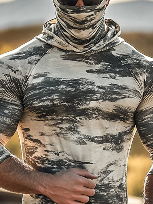 Men's Outdoor Sun Protection Breathable Cool Hooded Sun Protection Long Sleeve Top