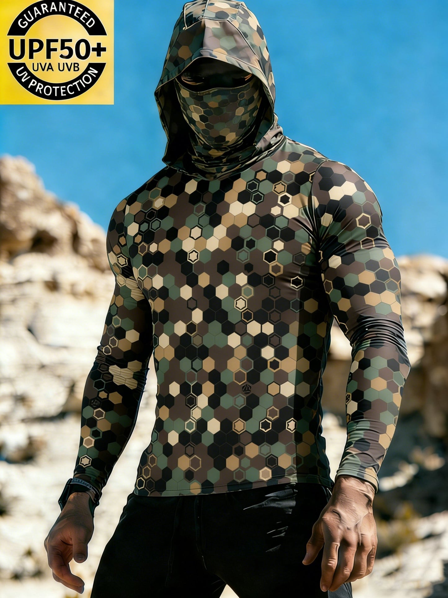 Men's HEXA WOODLAND Sun Protection Print Top