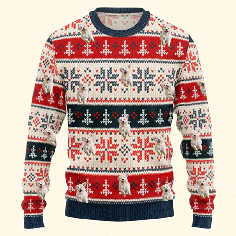 Pet Funny Faces Christmas Gift For Pet Lovers Ugly Red Navy Apricot Sweater