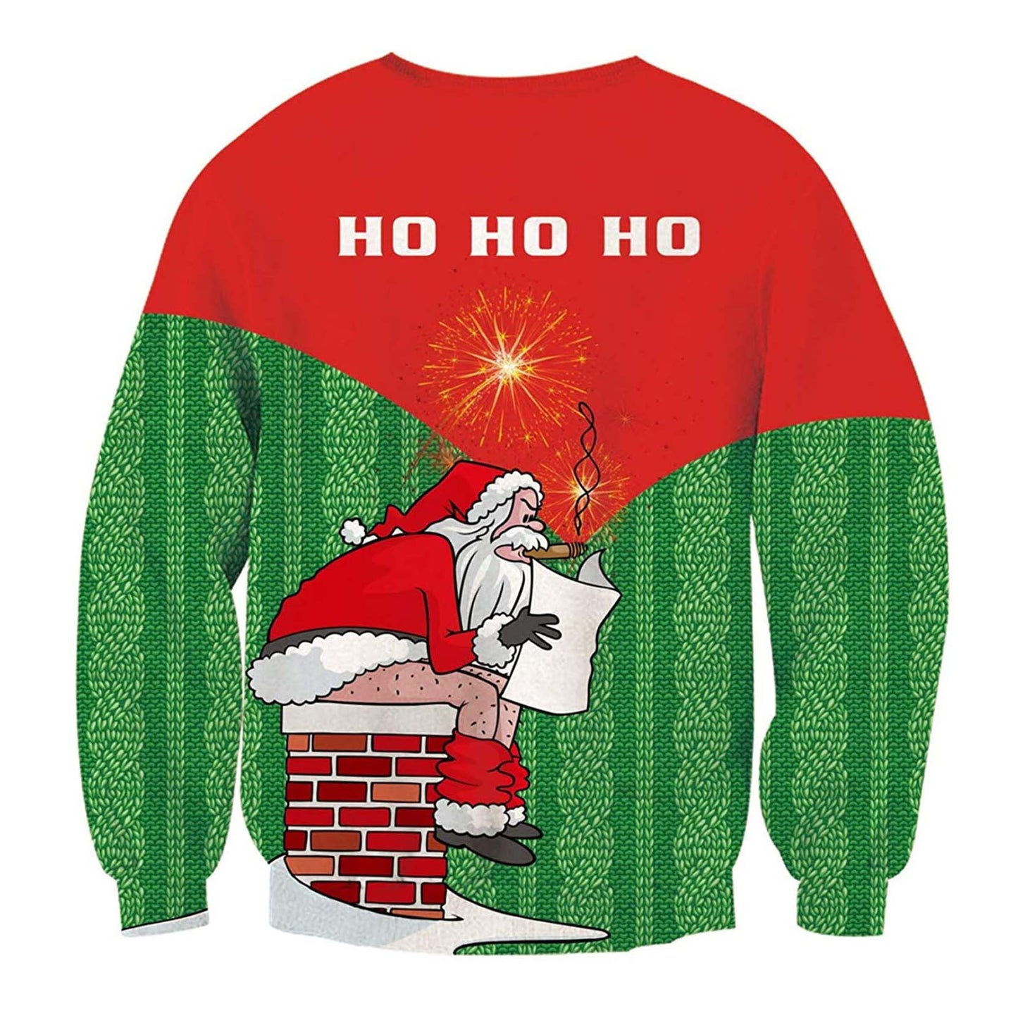 Unisex Santa Ho Ho Ho Print Crew Neck Ugly Christmas Sweatshirt