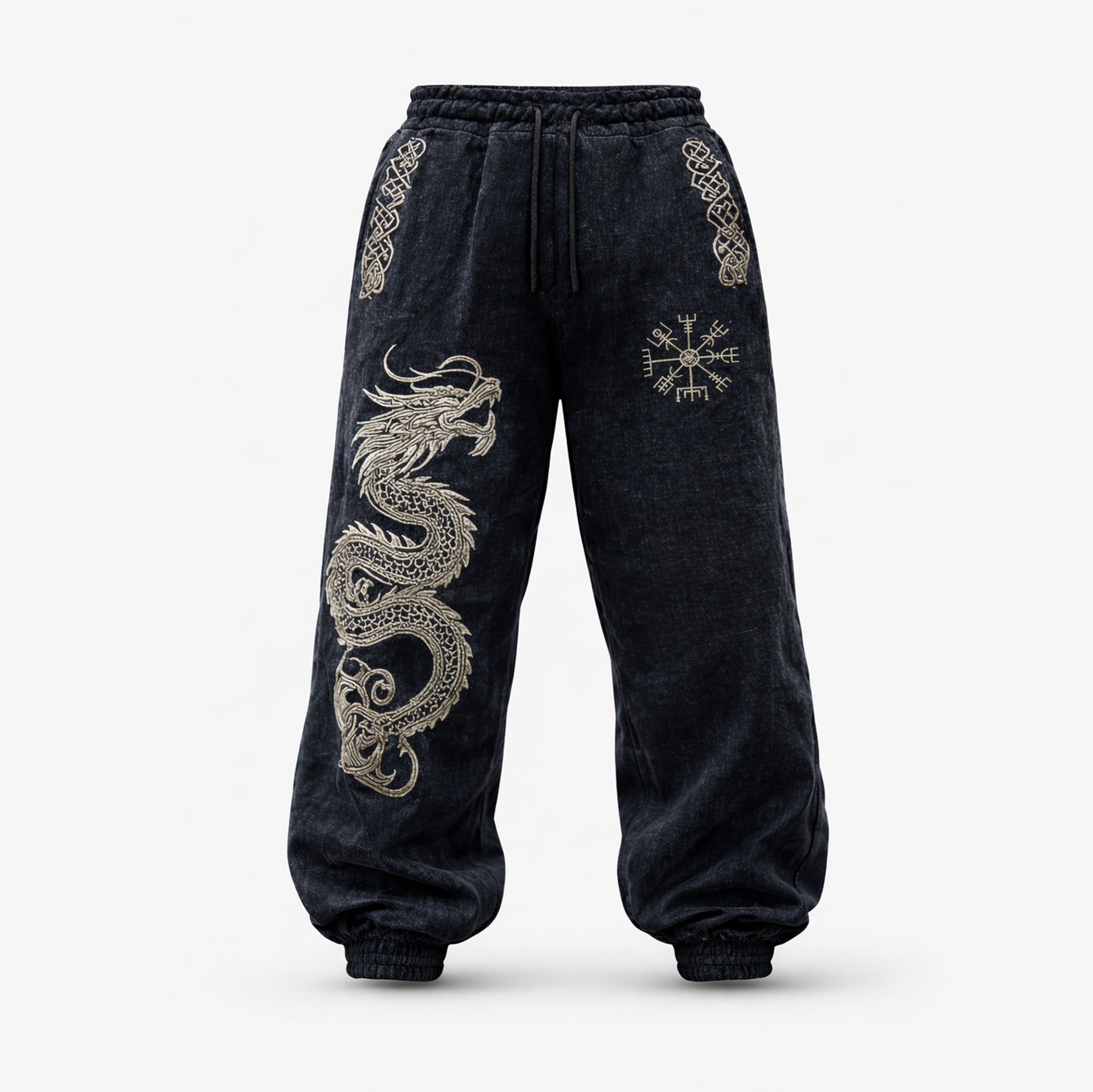 Nordic Viking Dragon Totem Classic Pattern Celtic Knot Cotton-Linen Pants