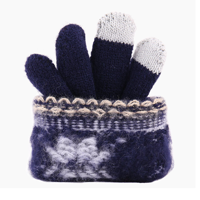 Christmas Snowflake Touch Screen Warm Knitted Wool Gloves
